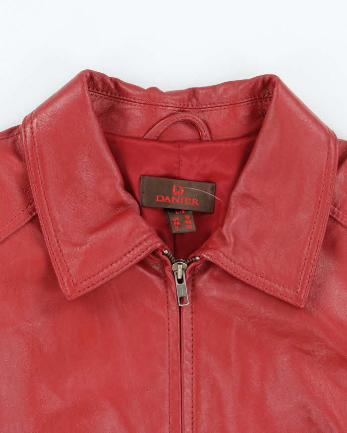 Vintage Danier Red Zip-Up Leather Jacket - L