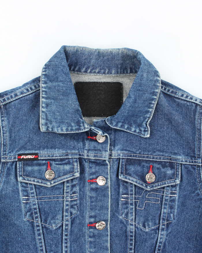 Vintage 90's FUBU Dark Wash Cropped Denim Jacket - S