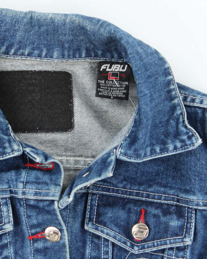 Vintage 90's FUBU Dark Wash Cropped Denim Jacket - S
