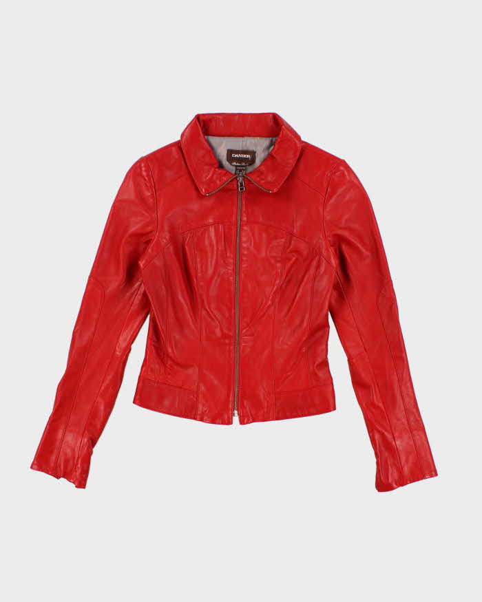 Vintage Y2K Danier Cropped Red Leather Jacket XXS