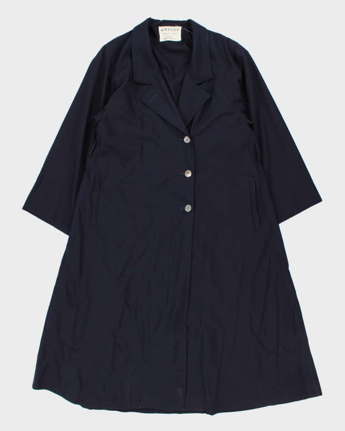 Vintage 1980s Women's Jaeger Wool Navy Oversized Overcoat - L