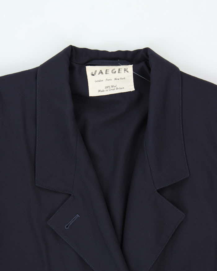 Vintage 1980s Women's Jaeger Wool Navy Oversized Overcoat - L