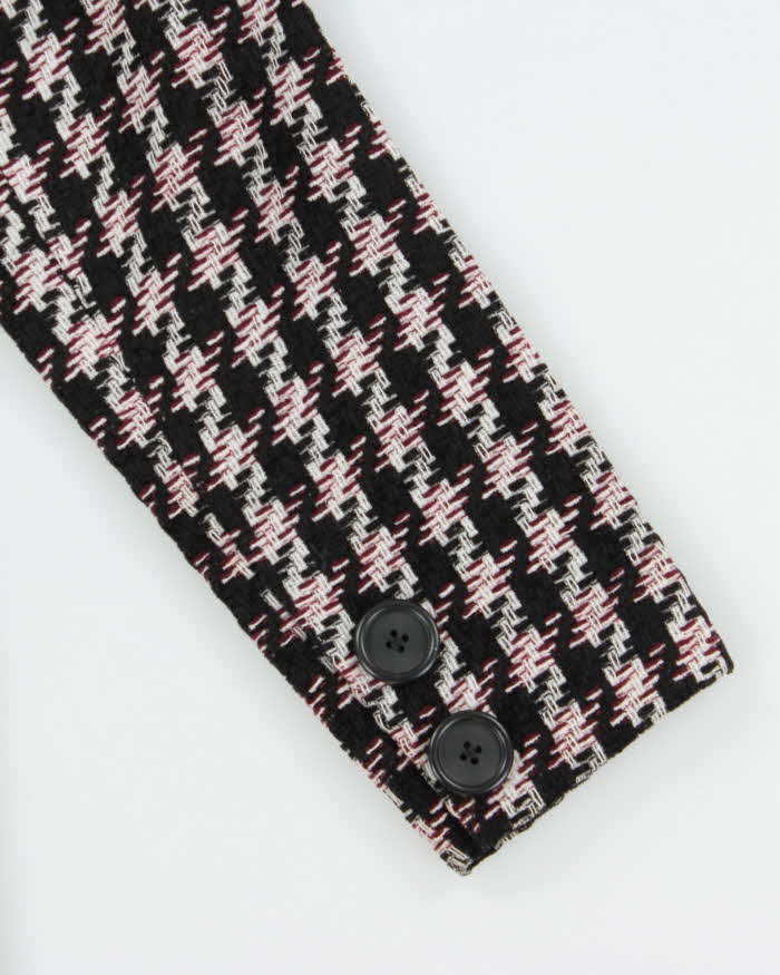 Vintage 1980s Christian Dior Houndstooth Tweed Blazer Jacket - L