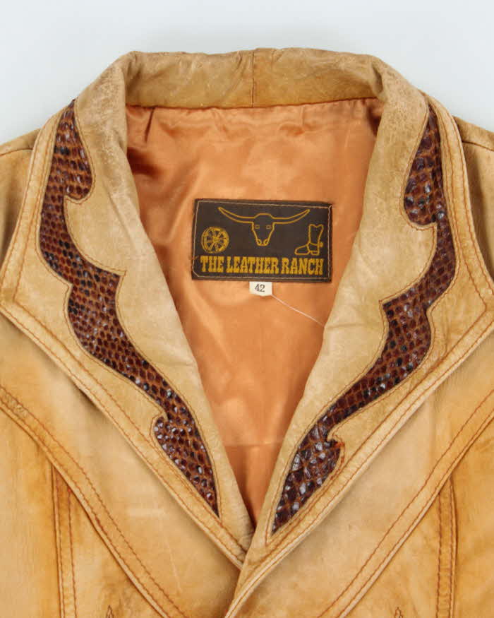 Vintage 1980s Women's Leather Western Blazer Jacket - L