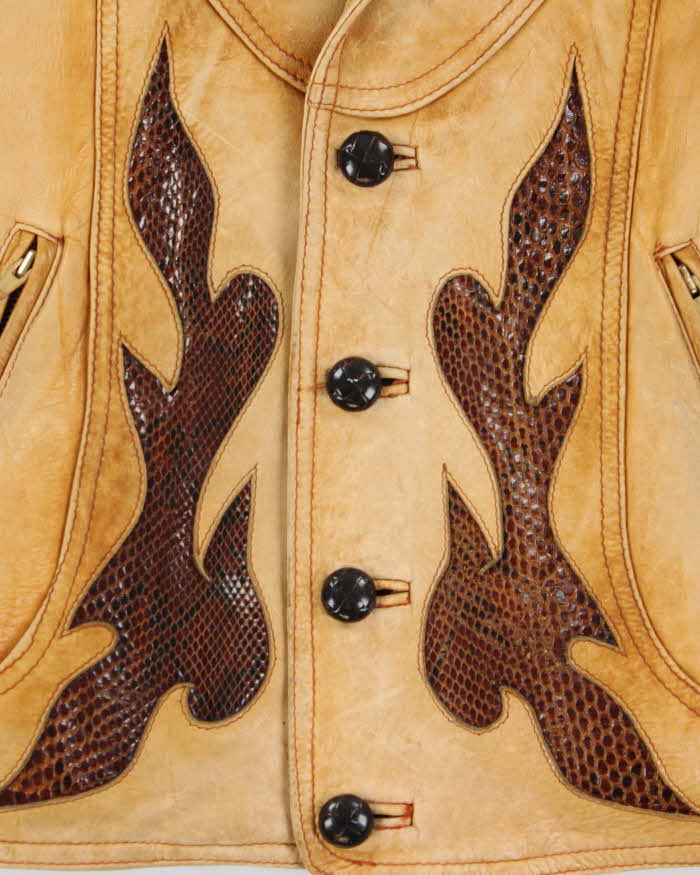 Vintage 1980s Women's Leather Western Blazer Jacket - L