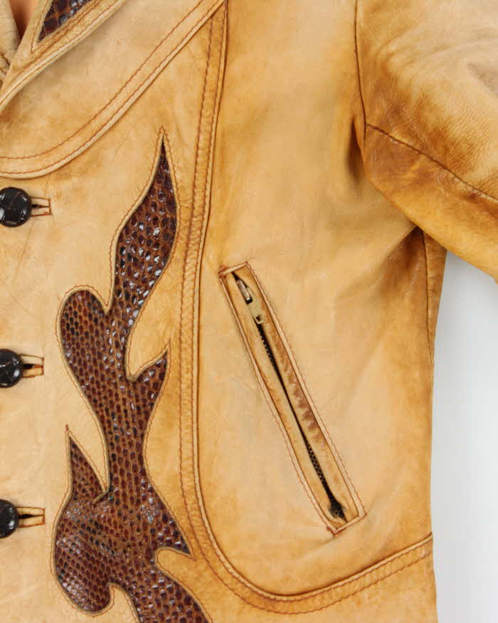 Vintage 1980s Women's Leather Western Blazer Jacket - L