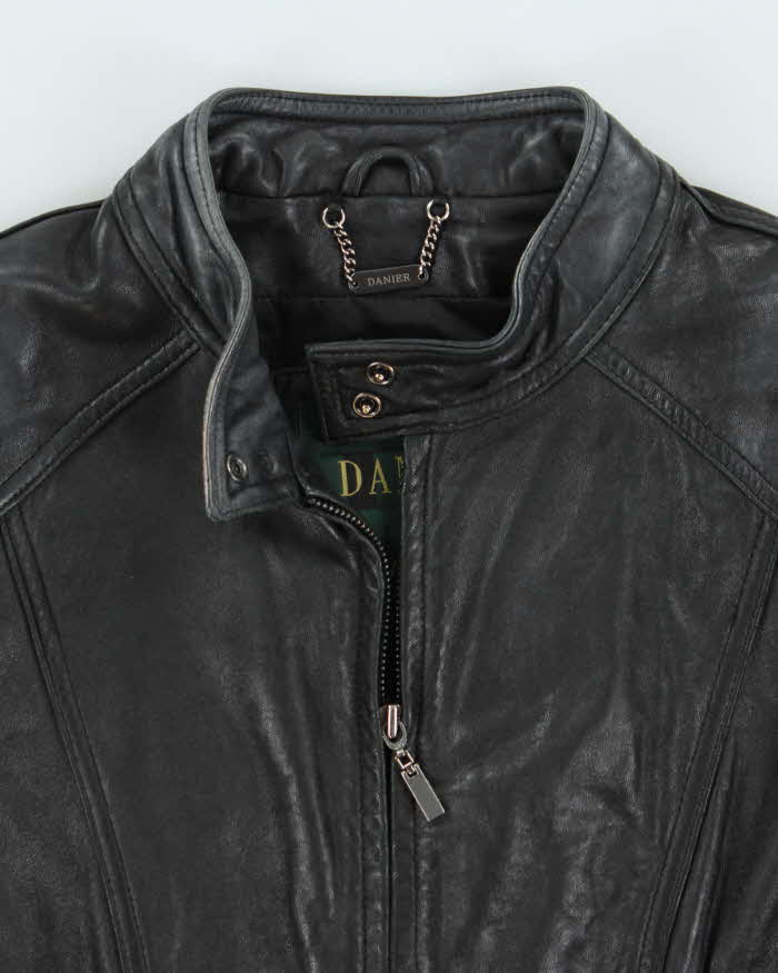 Vintage Y2K 00s Women's Black Soft Leather Cafe Racer Jacket - XL