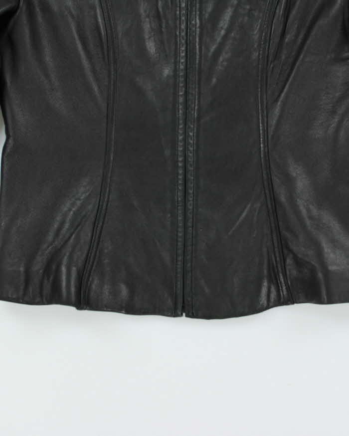 Vintage Y2K 00s Women's Black Soft Leather Cafe Racer Jacket - XL
