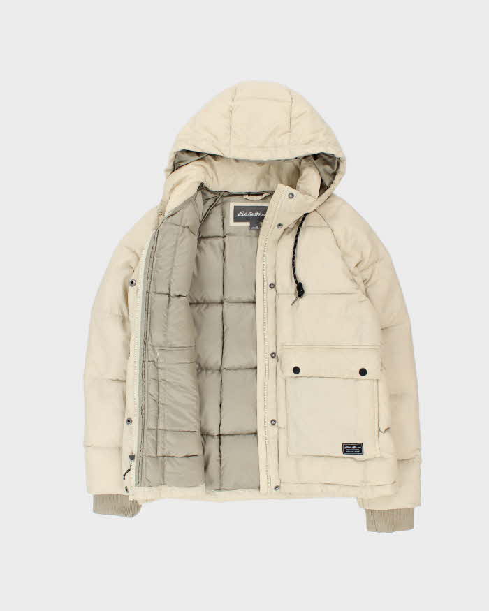 Eddie Bauer Women's Cream Boxy Down Filled Hooded Puffer Jacket - M