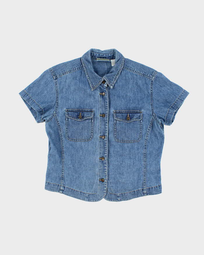 Vintage Y2K Liz Claiborne Medium Wash Short Sleeve Denim Shirt - M