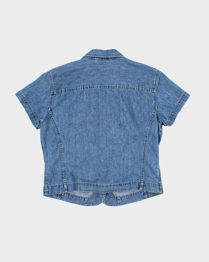 Vintage Y2K Liz Claiborne Medium Wash Short Sleeve Denim Shirt - M