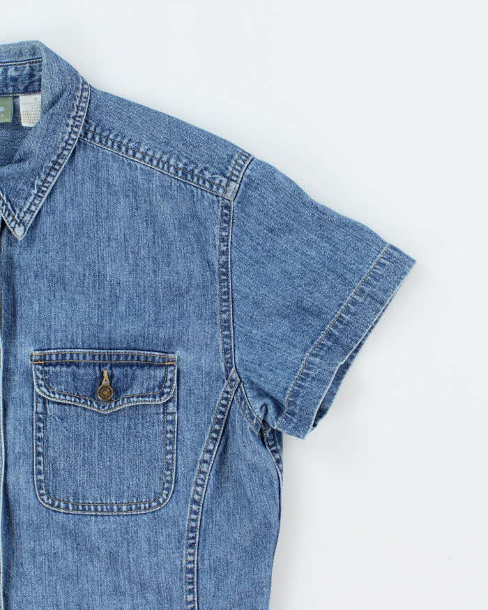 Vintage Y2K Liz Claiborne Medium Wash Short Sleeve Denim Shirt - M