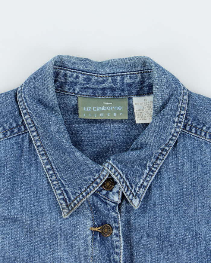 Vintage Y2K Liz Claiborne Medium Wash Short Sleeve Denim Shirt - M