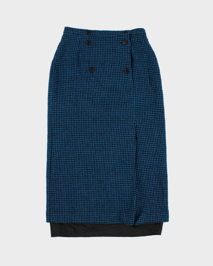 Vintage 80's Wool and Cashmere Blend Plaid Skirt - M