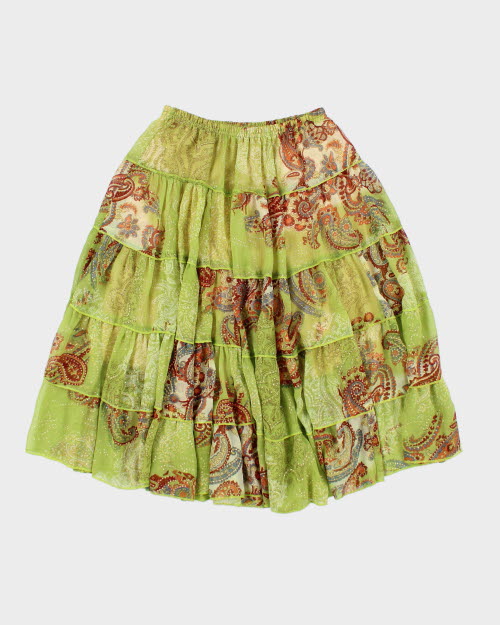 Y2k 00s Paisley Pattern Tiered Skirt - S