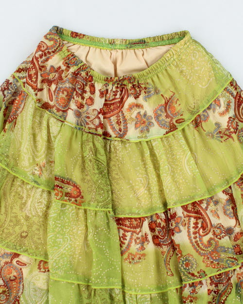 Y2k 00s Paisley Pattern Tiered Skirt - S