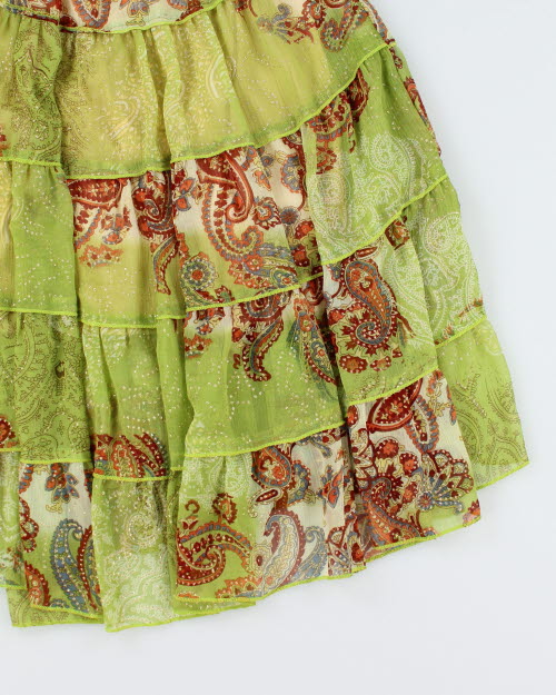 Y2k 00s Paisley Pattern Tiered Skirt - S