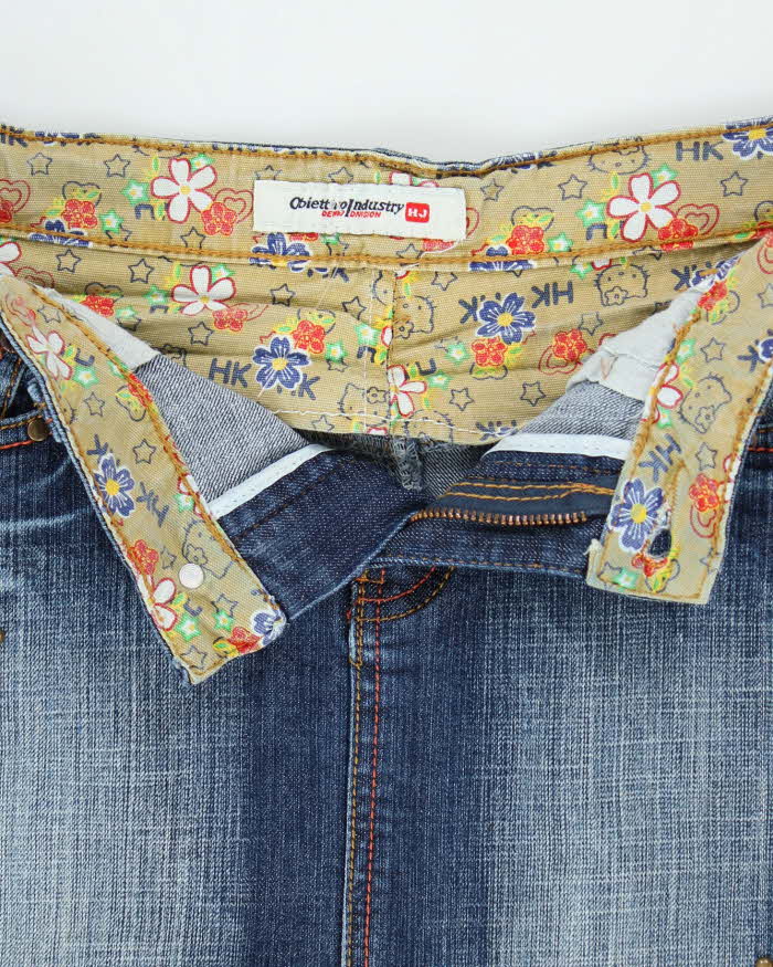 Vintage Y2k 00s Obiettivo Industry Embroidered Studded Deim Skirt -S