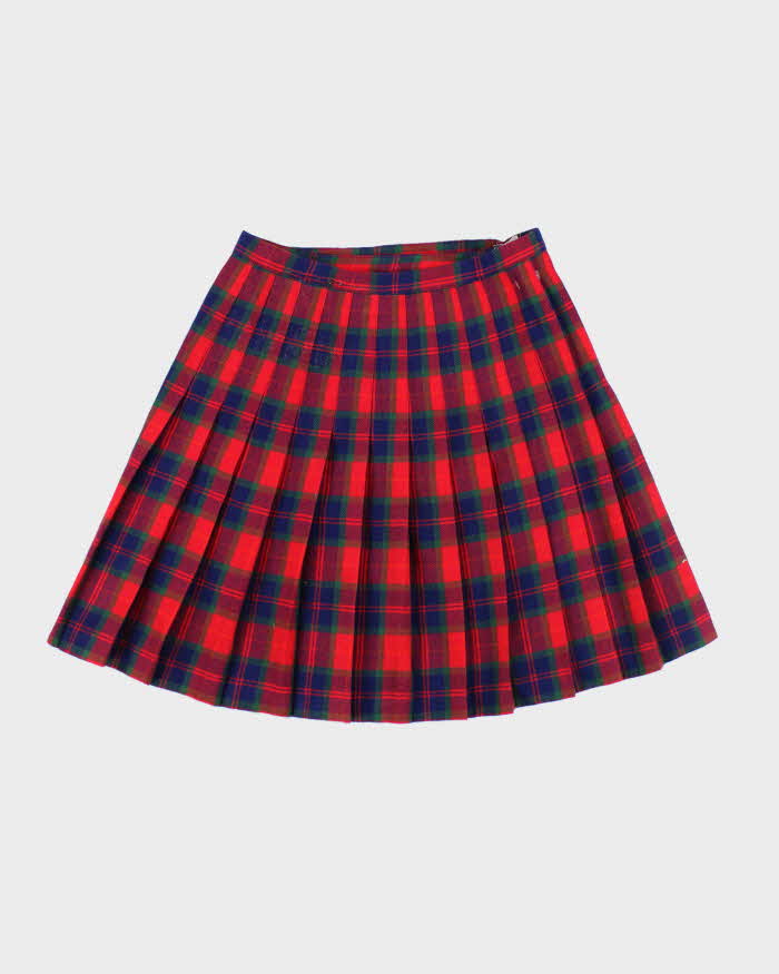 Vintage Aljean Checked Pleated Wool Skirt - XS