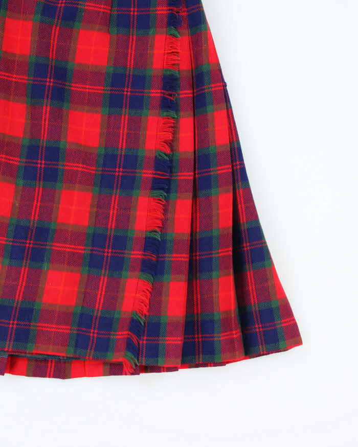 Vintage Aljean Checked Pleated Wool Skirt - XS