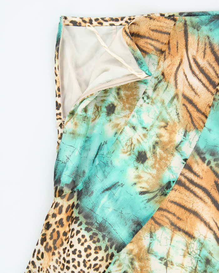 Vintage Y2k 00s Joseph Ribkoff Animal Print Handkerchief Hem Skirt - S