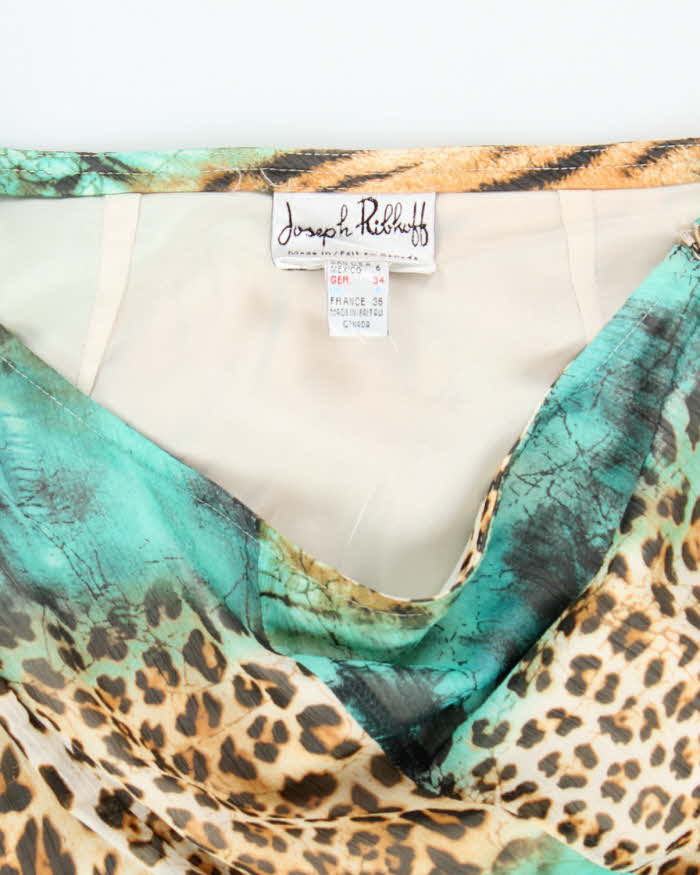 Vintage Y2k 00s Joseph Ribkoff Animal Print Handkerchief Hem Skirt - S