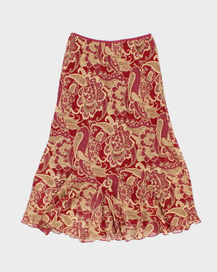 Vintage 90s 00s Jonatan Martin Paisley Pattern Sequin Skirt - S