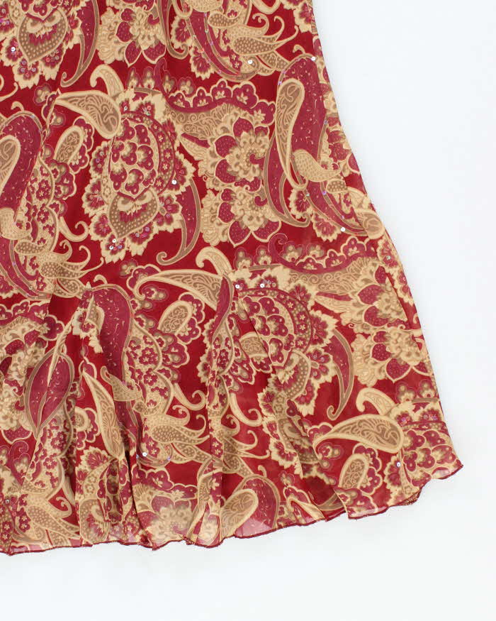 Vintage 90s 00s Jonatan Martin Paisley Pattern Sequin Skirt - S