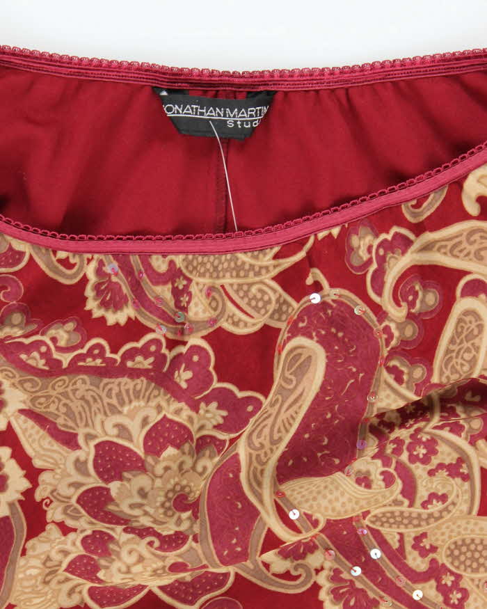 Vintage 90s 00s Jonatan Martin Paisley Pattern Sequin Skirt - S