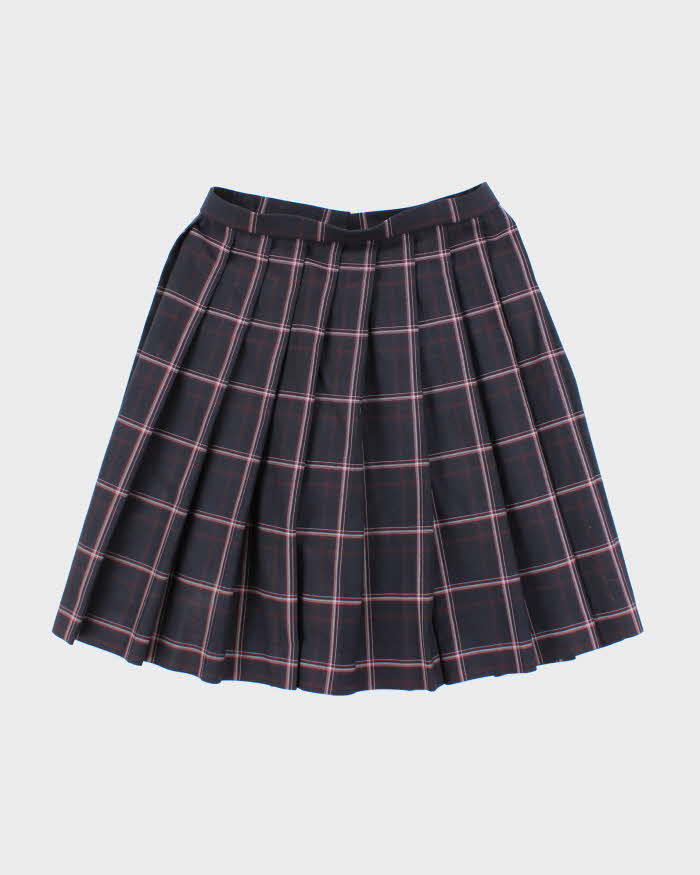 Vintage Kanko Checked Pleated Skirt - XS