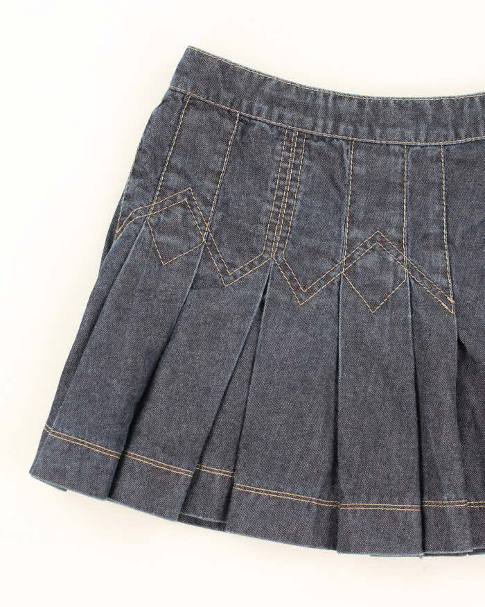Vintage Y2k 00s Miss Sixty Pleated Denim Mini Skirt - XS