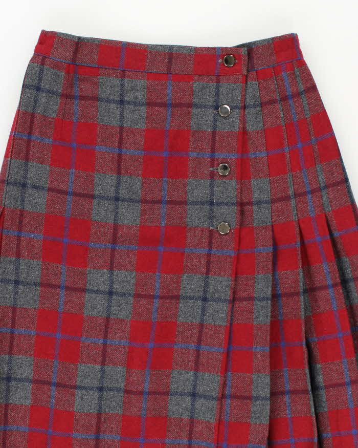 Vintage Sportmax By Max Mara Checked Pleated Wool Skirt - XS