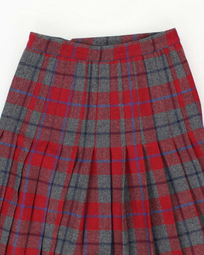 Vintage Sportmax By Max Mara Checked Pleated Wool Skirt - XS