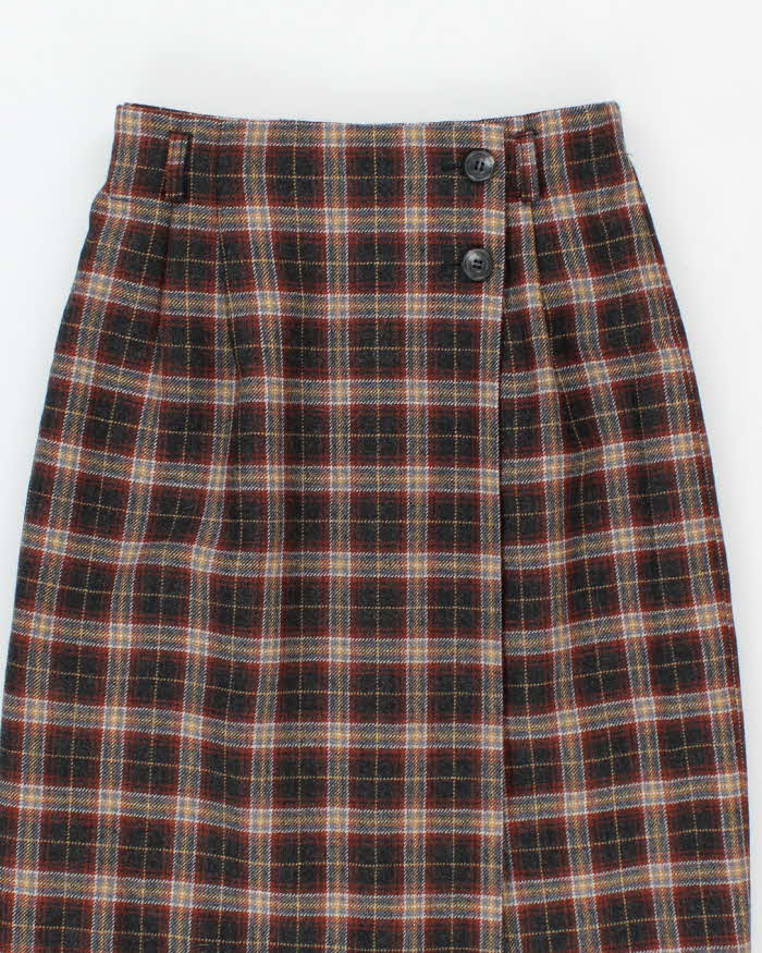 Vintage Wool Checked Long Skirt - XS