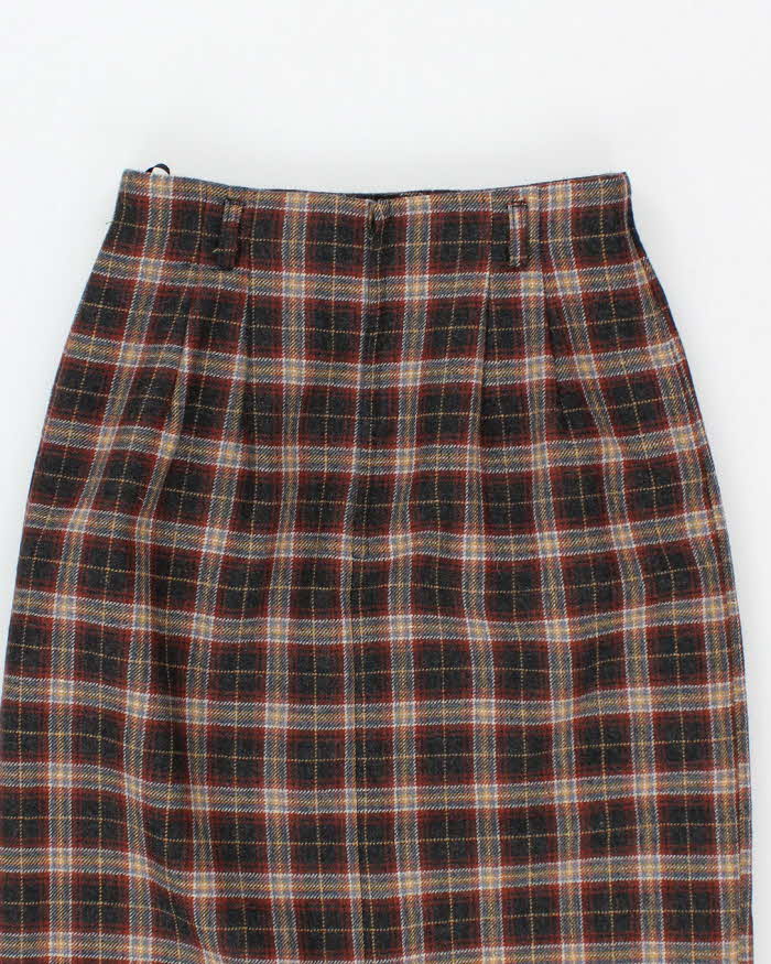 Vintage Wool Checked Long Skirt - XS