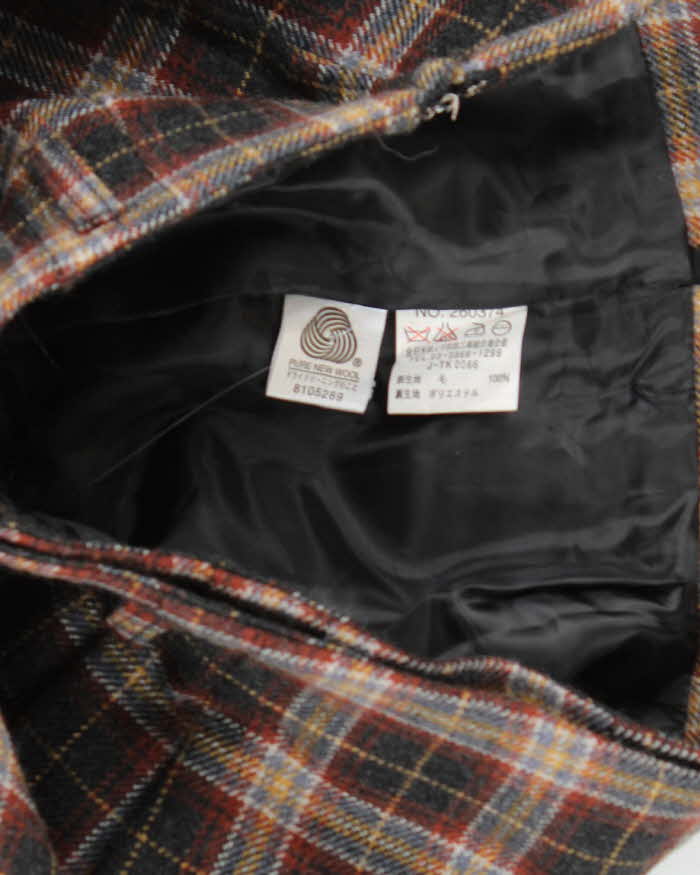 Vintage Wool Checked Long Skirt - XS
