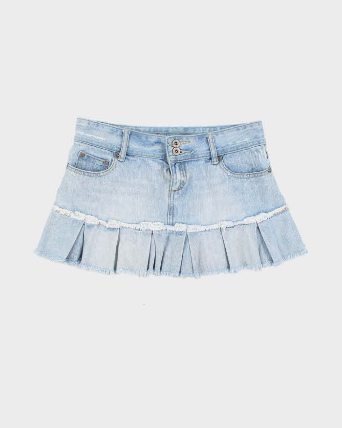 Y2K Garage Demin Pleated Mini Skirt - M