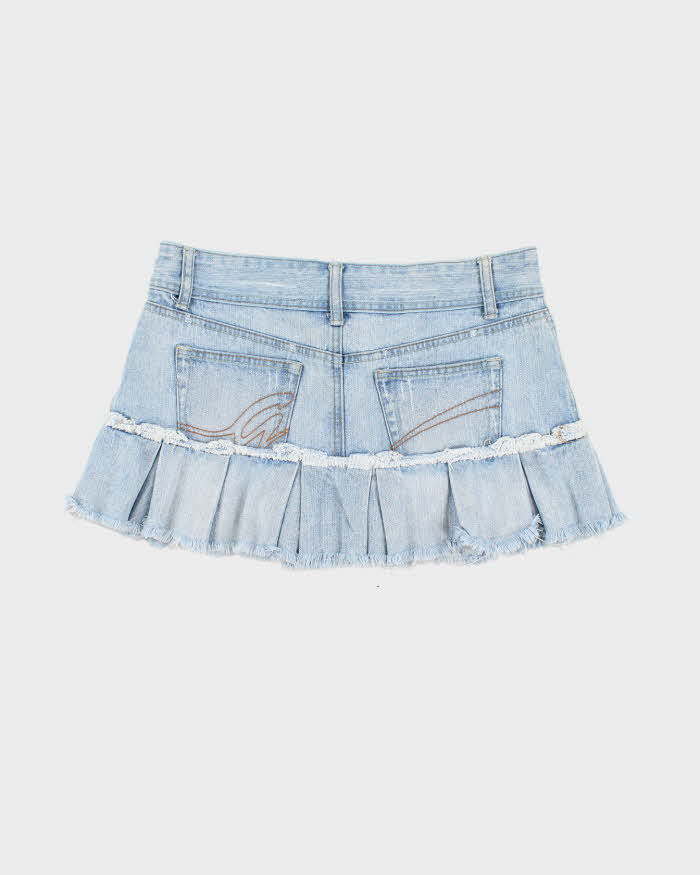 Y2K Garage Demin Pleated Mini Skirt - M