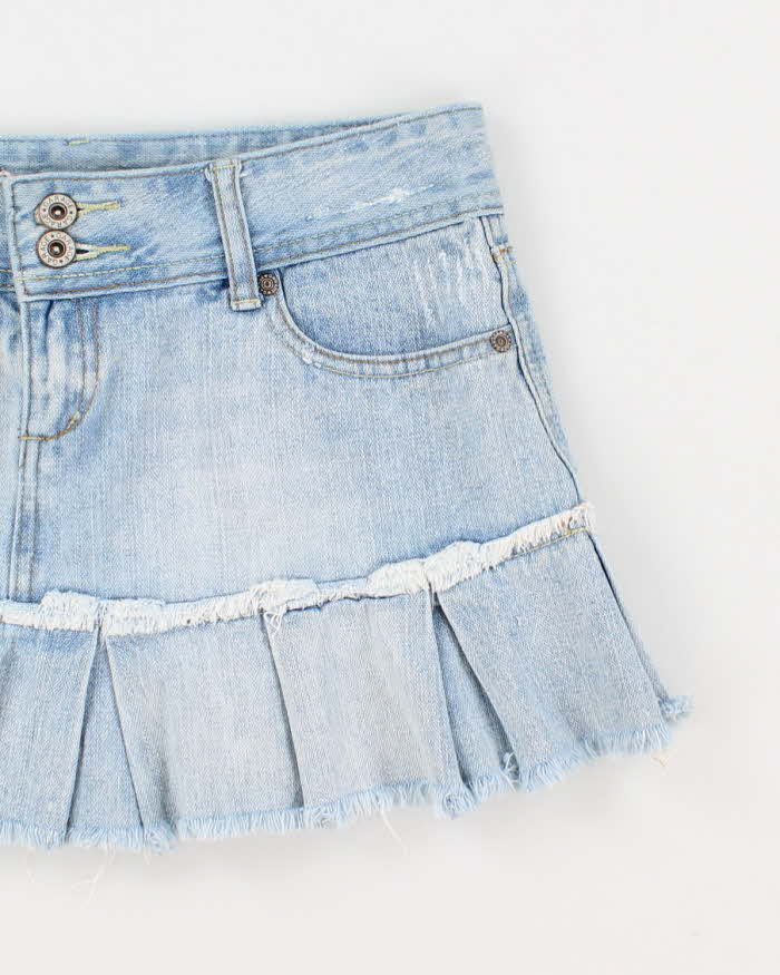 Y2K Garage Demin Pleated Mini Skirt - M
