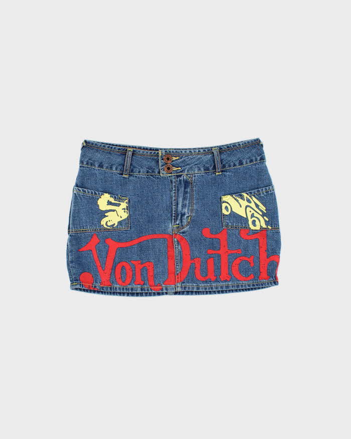 Vintage Y2k 00s Von Dutch Denim Mini Skirt - XS – Rokit