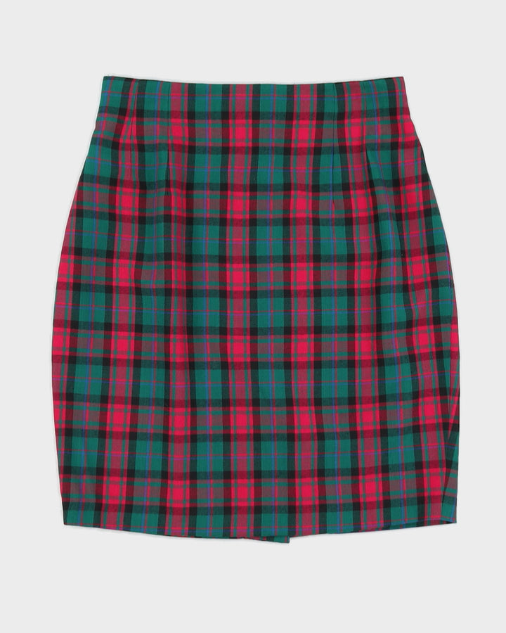Vintage 90s Sin May Pink & Green Plaid Double Breasted Skirt Suit - M/L