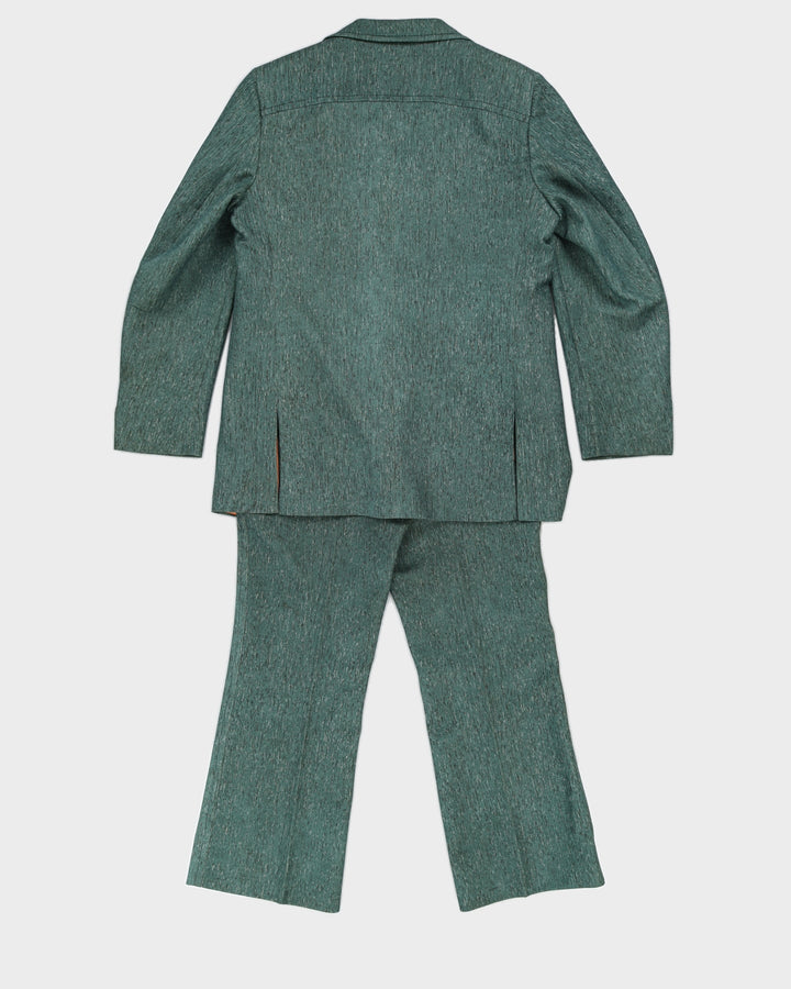 Vintage 70s Royal Crown Green Two Piece Suit - W34 L32