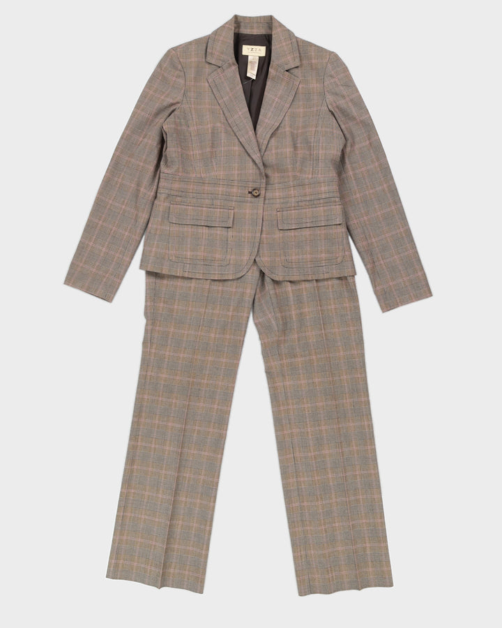 Y2K 00s Yzza Brown Plaid Two Piece Suit - M