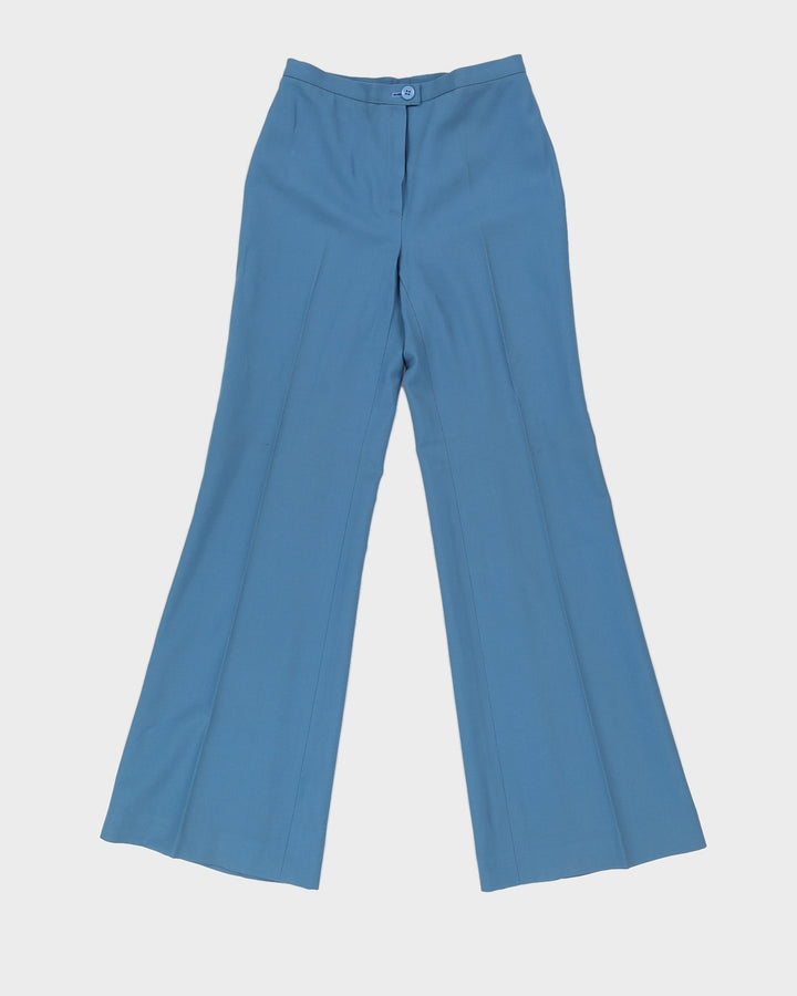 Vintage 70s Moda Women's Blue Fitted Two Piece Suit - S