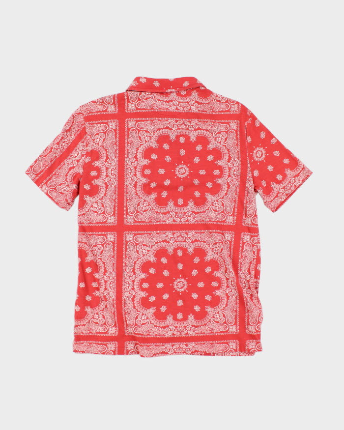 Vintage Women's Y2K Ralph Lauren Red Paisley Polo Shirt - L