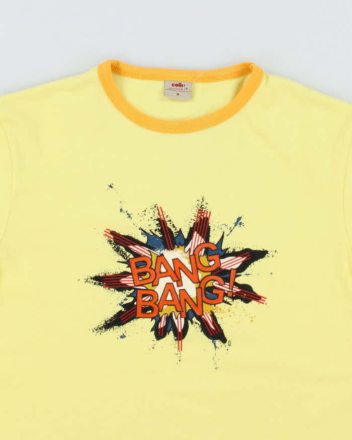 Vintage Y2K Celio Bang Bang Graphic Ringer Baby Fit T-Shirt - M
