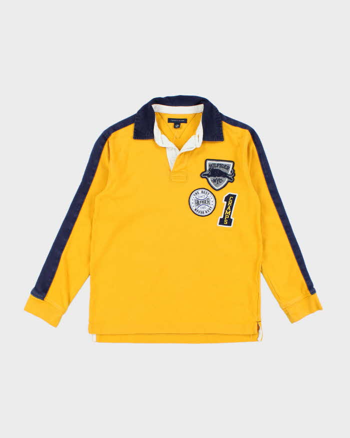 Vintage Y2K Tommy Hilfiger Patched Long Sleeve Polo Shirt - L – Rokit