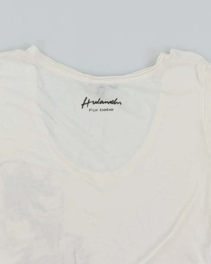 Vintage Y2K Bebe Deep V-Neck Graphic T-Shirt - L