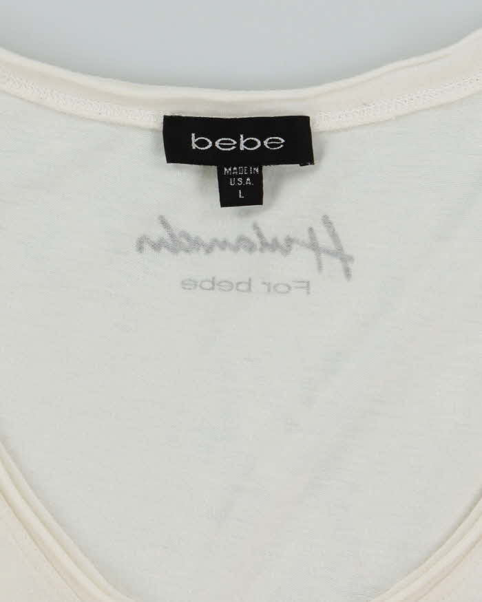 Vintage Y2K Bebe Deep V-Neck Graphic T-Shirt - L