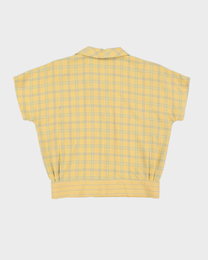80s Yellow Checked Blouse - M